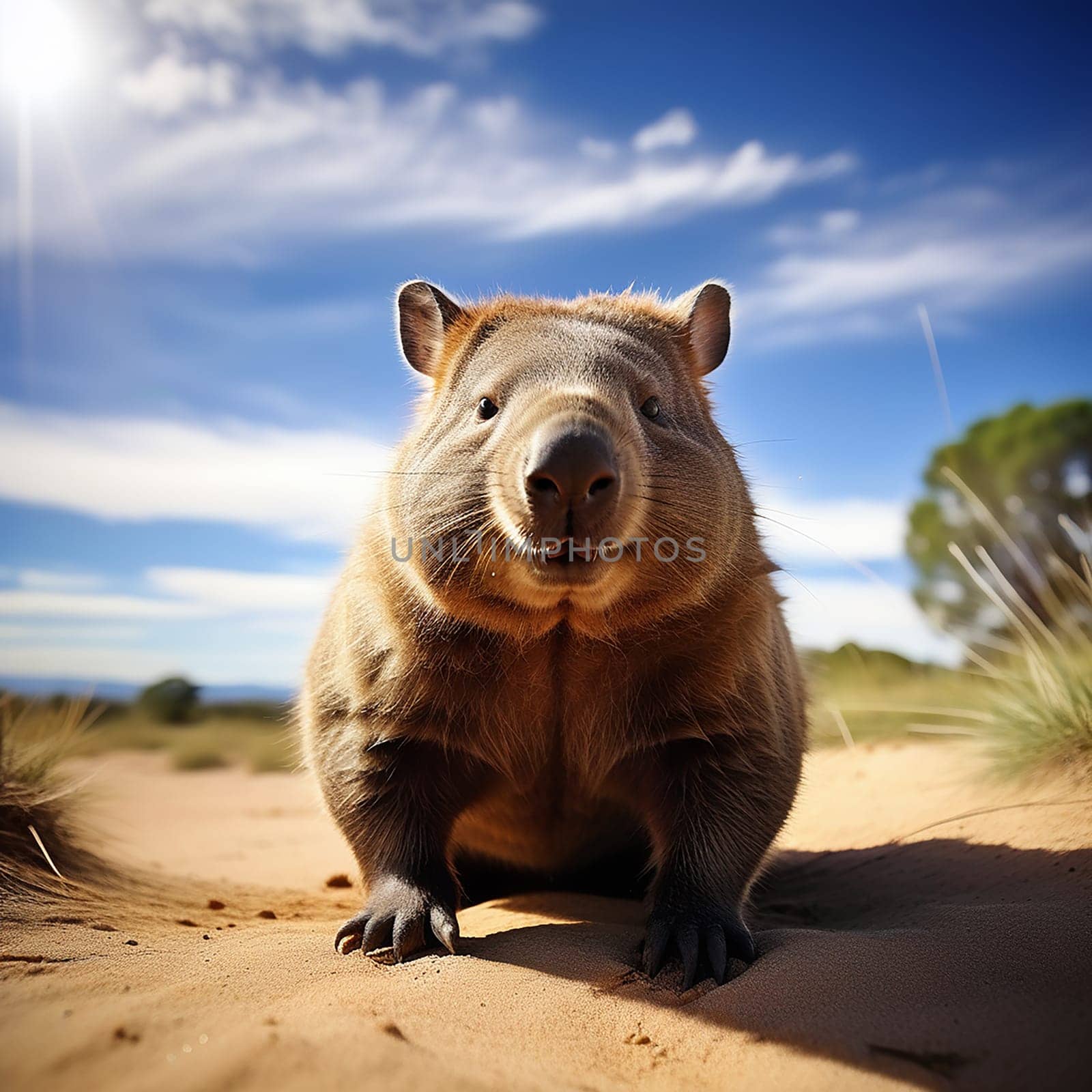 Wombat's Unexpected Encounter on a Rocky Beach by Petrichor