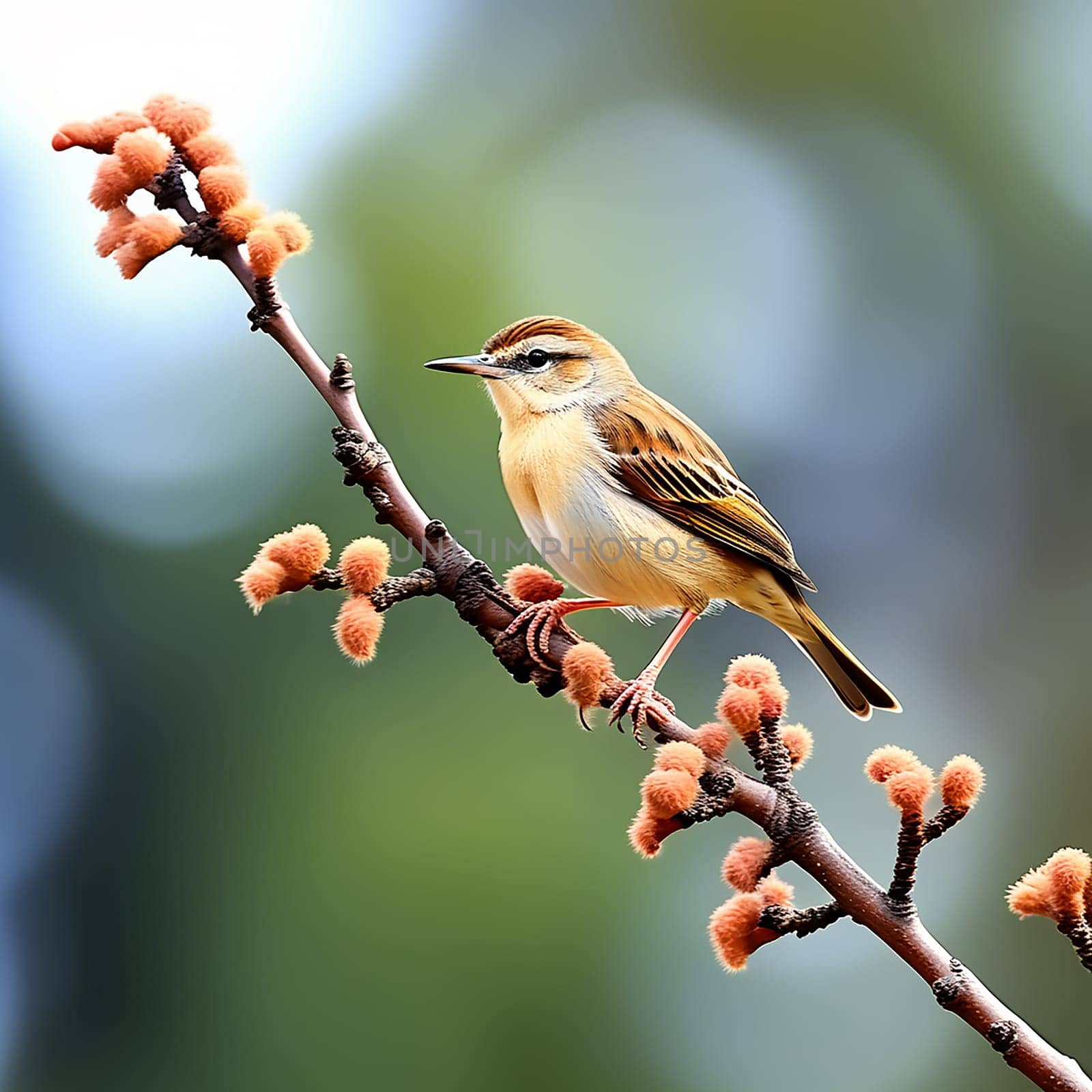 The Vibrant Zitting Cisticola Bird on a Branch by Petrichor