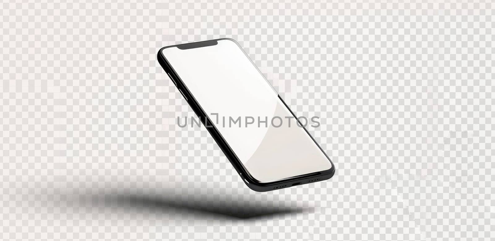 A phone is shown in a white background with a clear screen by AI generated image by wichayada