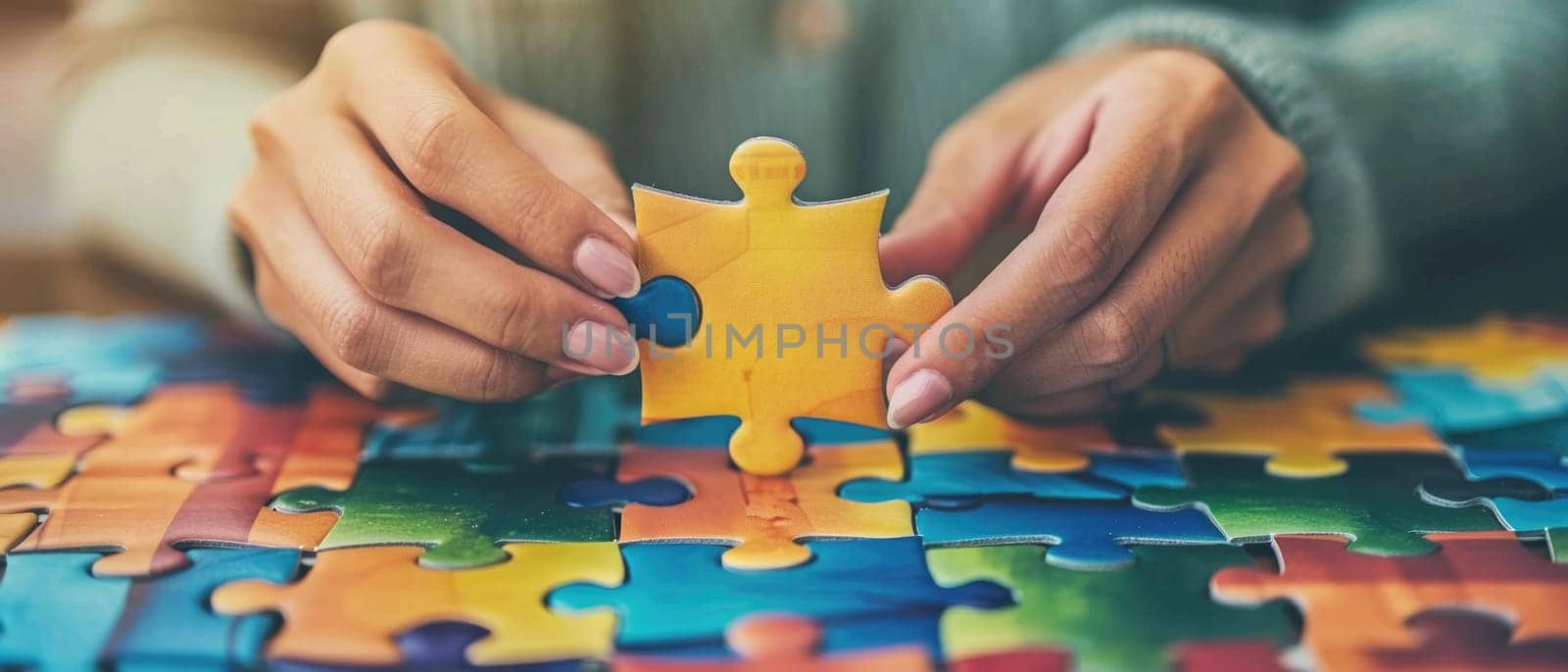 A person is holding a puzzle piece in their hand by AI generated image.