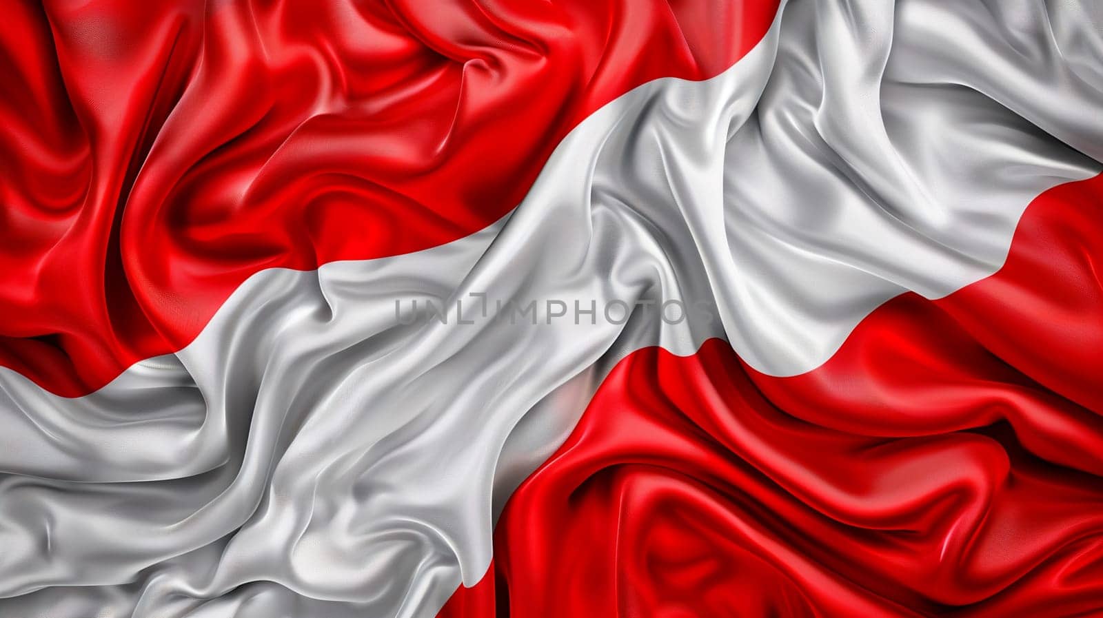 Vivid red and white silk fabric flowing elegantly, symbolizing Austrian flag. Perfect for backgrounds representing national pride, design quality.