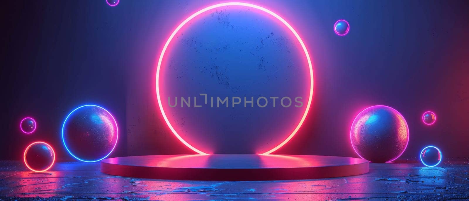 A neon sign with a large circle in the middle by AI generated image.