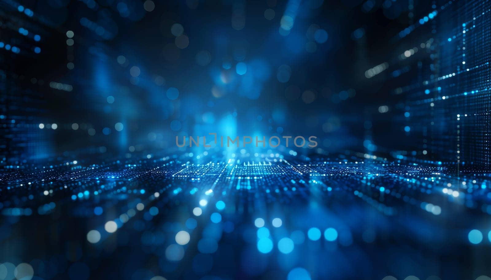 A blue background with a bright light shining through it by AI generated image.