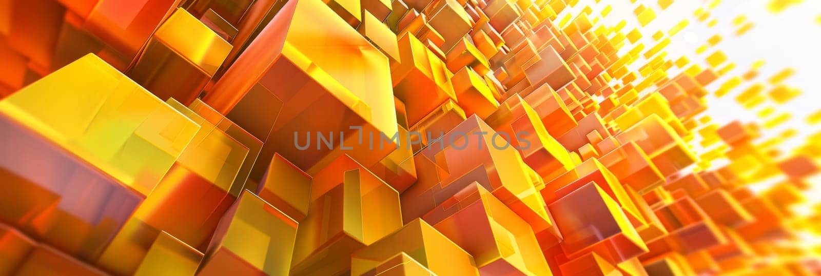 A bright orange background with many small yellow cubes by AI generated image by wichayada