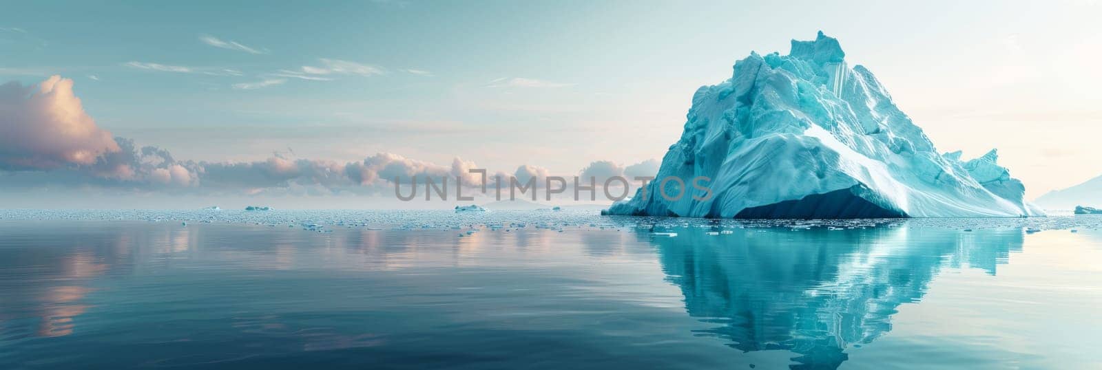 A large ice block is floating in the ocean by AI generated image by wichayada