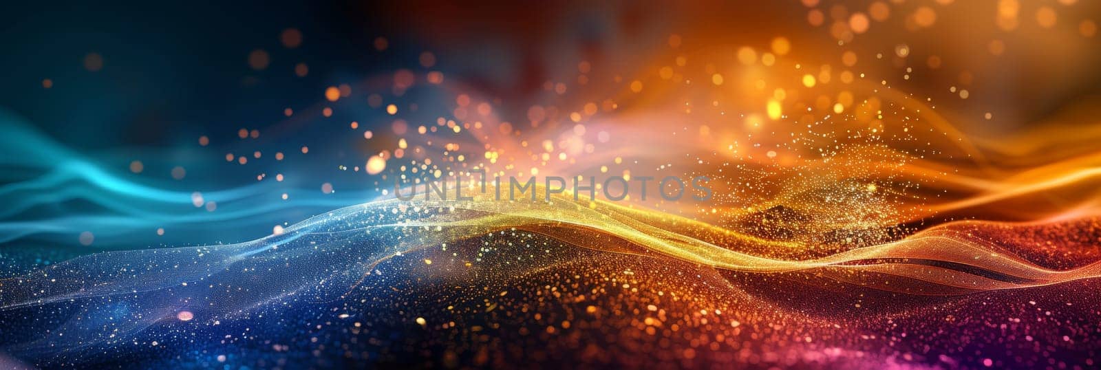 A colorful, abstract image of a wave with a lot of sparkles by AI generated image.