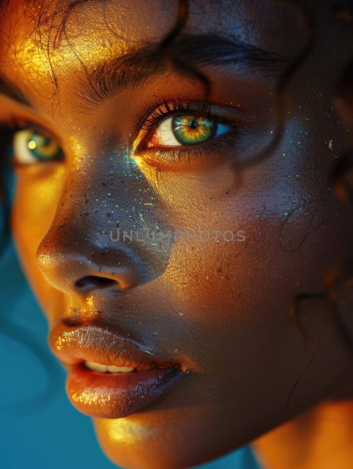 Close-Up of Womans Face With Bright Makeup by but_photo