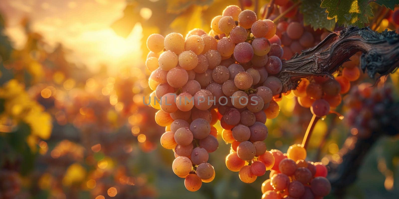 Multiple ripe grapes clustered together on a vine, ready for harvest.
