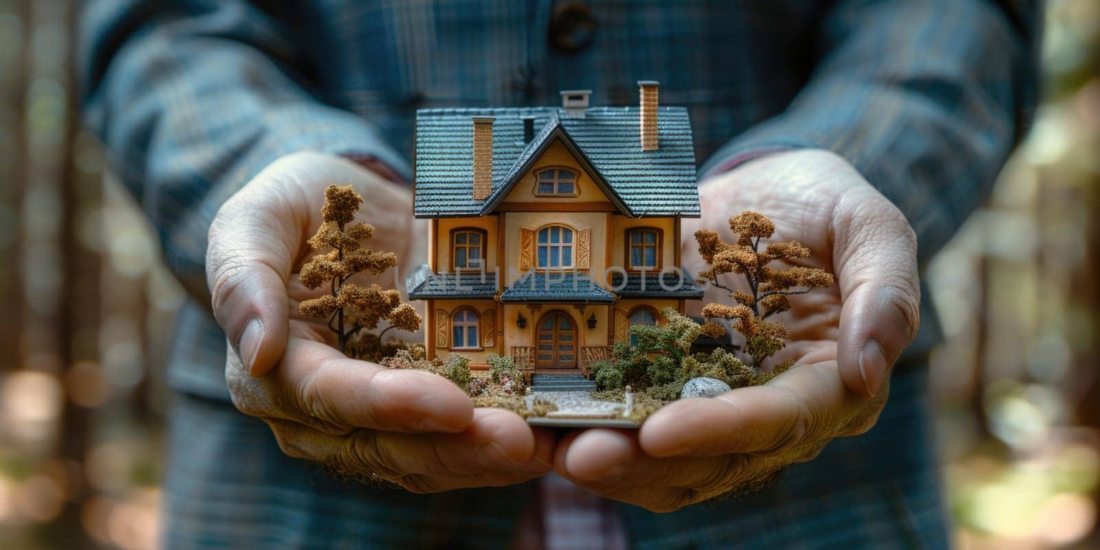 A person holds a small house in their hands, symbolizing homeownership, real estate, and property investment.