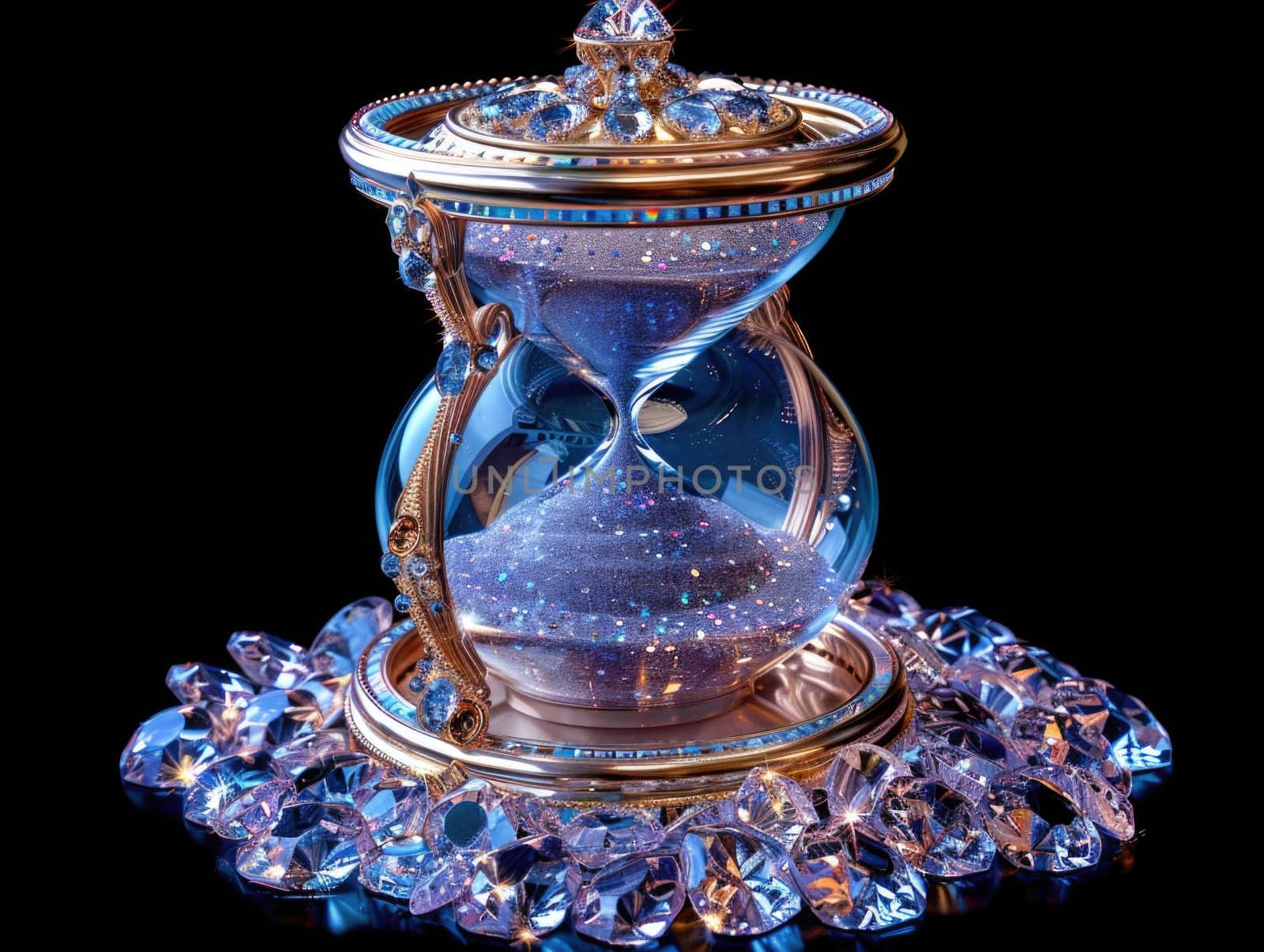 Blue and Gold Hourglass on Table by but_photo