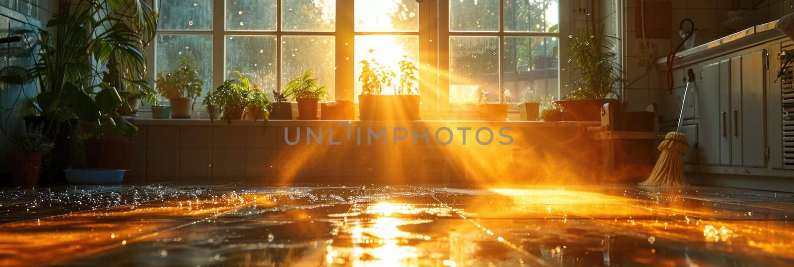 Bright Sunlight Streaming Through Window in Room by but_photo
