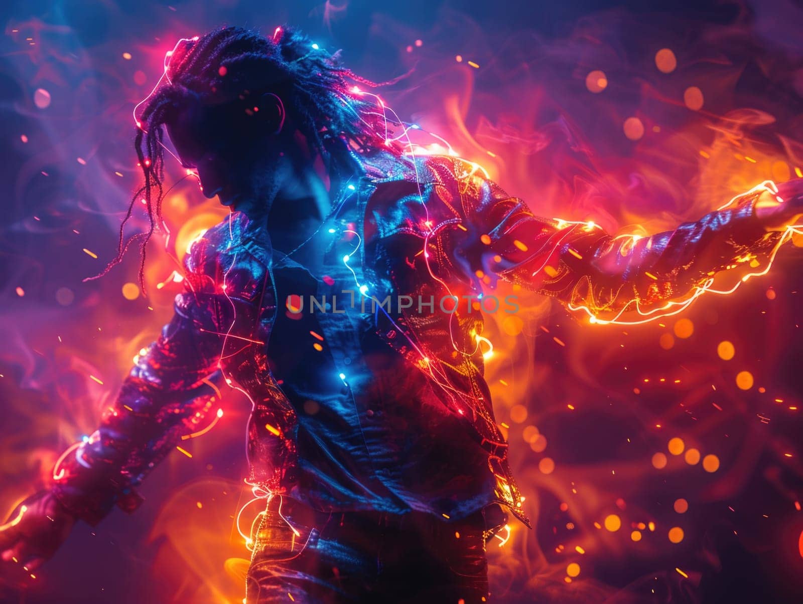 Man With Dreadlocks in Front of Colorful Background by but_photo