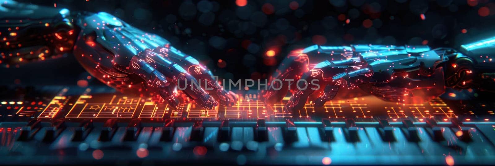 Glowing Lights Illuminate Piano Keyboard by but_photo