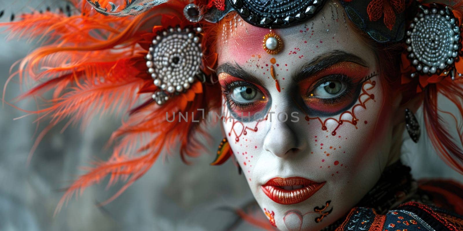 Woman With Makeup and Feathers in Portrait by but_photo