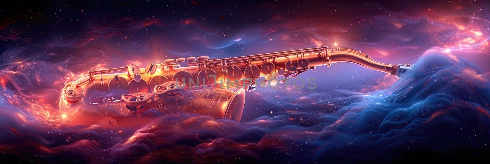 A surreal painting featuring a gun floating in the sky, creating a striking and thought-provoking image.