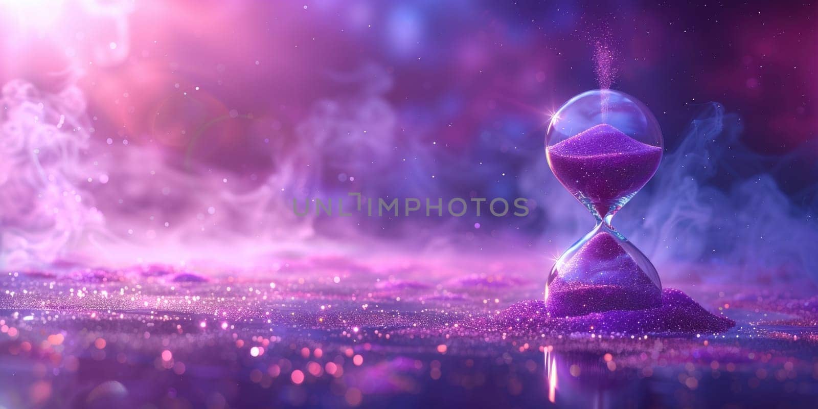 Purple Sand Clock on Table by but_photo