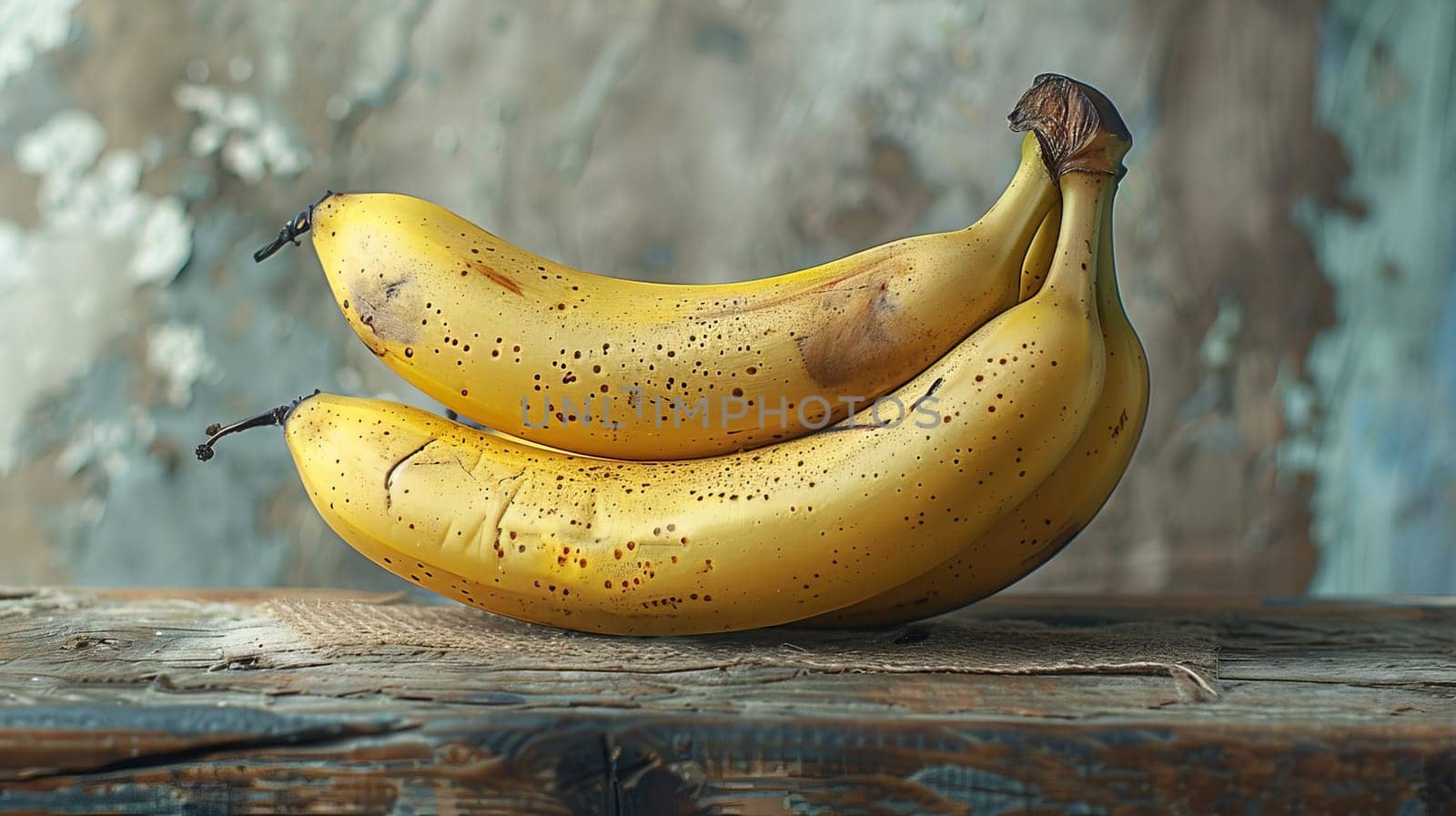 Overripe bananas on a wooden surface. AI generated by OlgaGubskaya