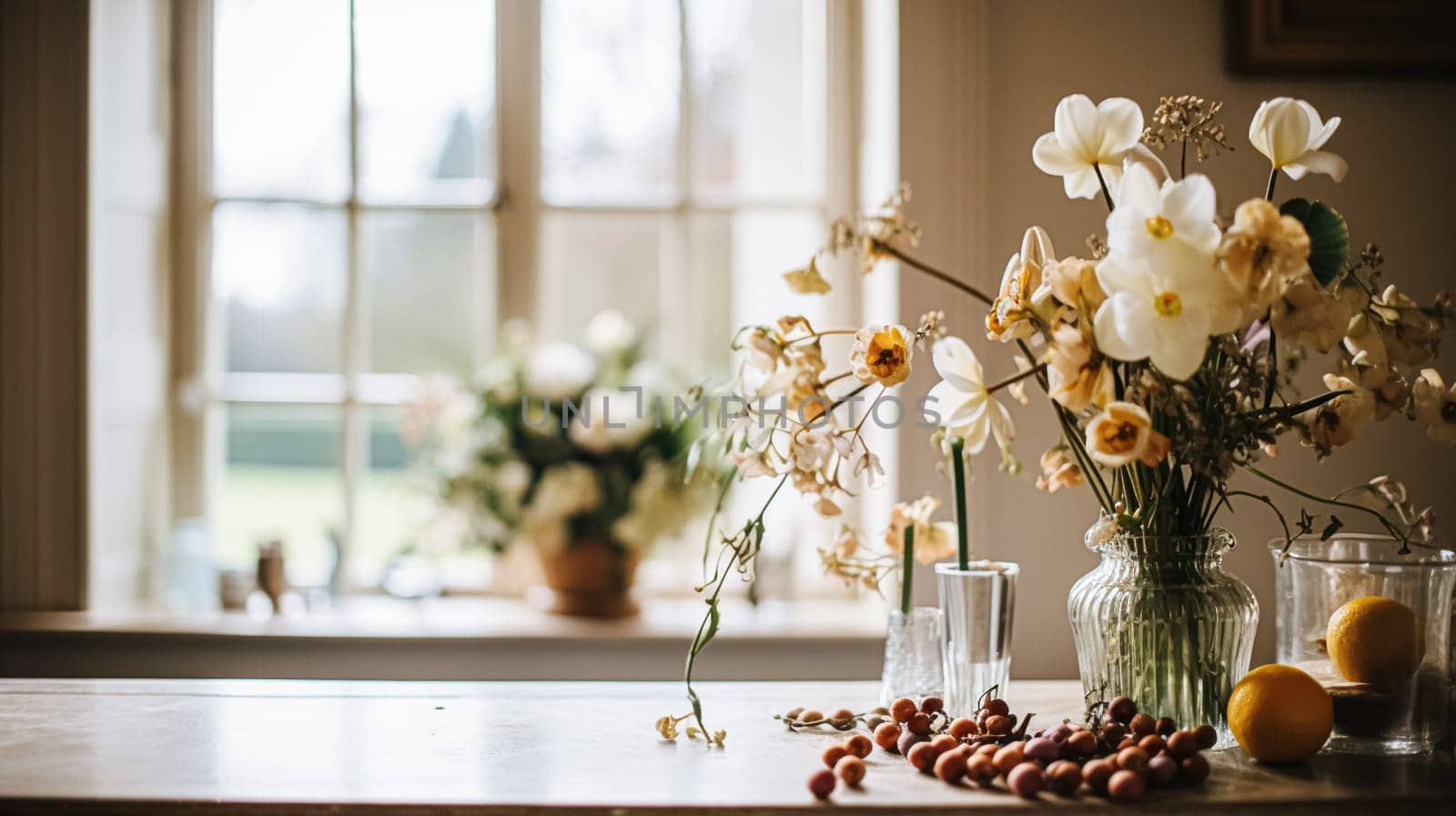 Beautiful bouquet of flowers in a vase. Floral arrangement