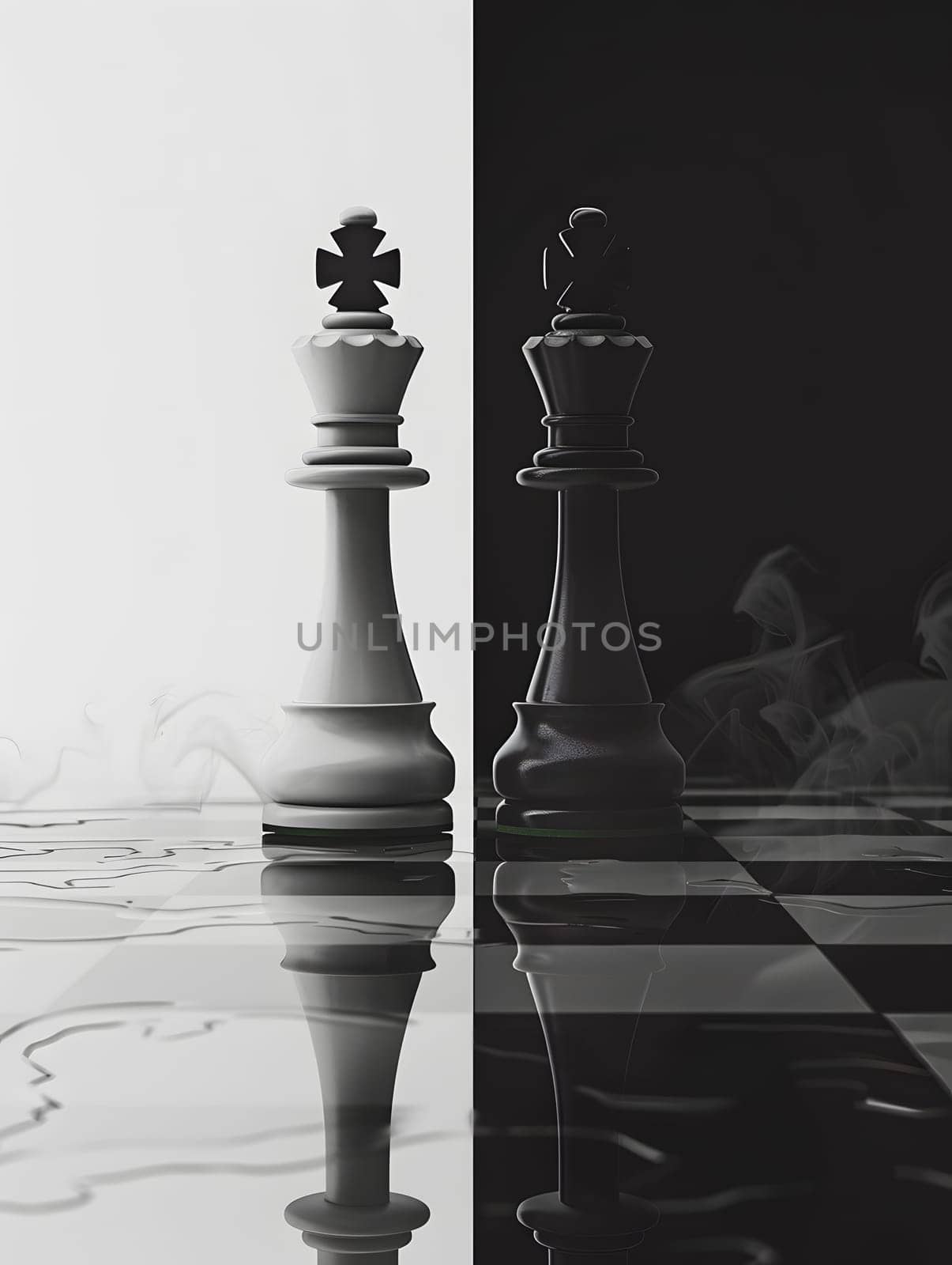 Chess pieces on a board game in black and white photo by Nadtochiy