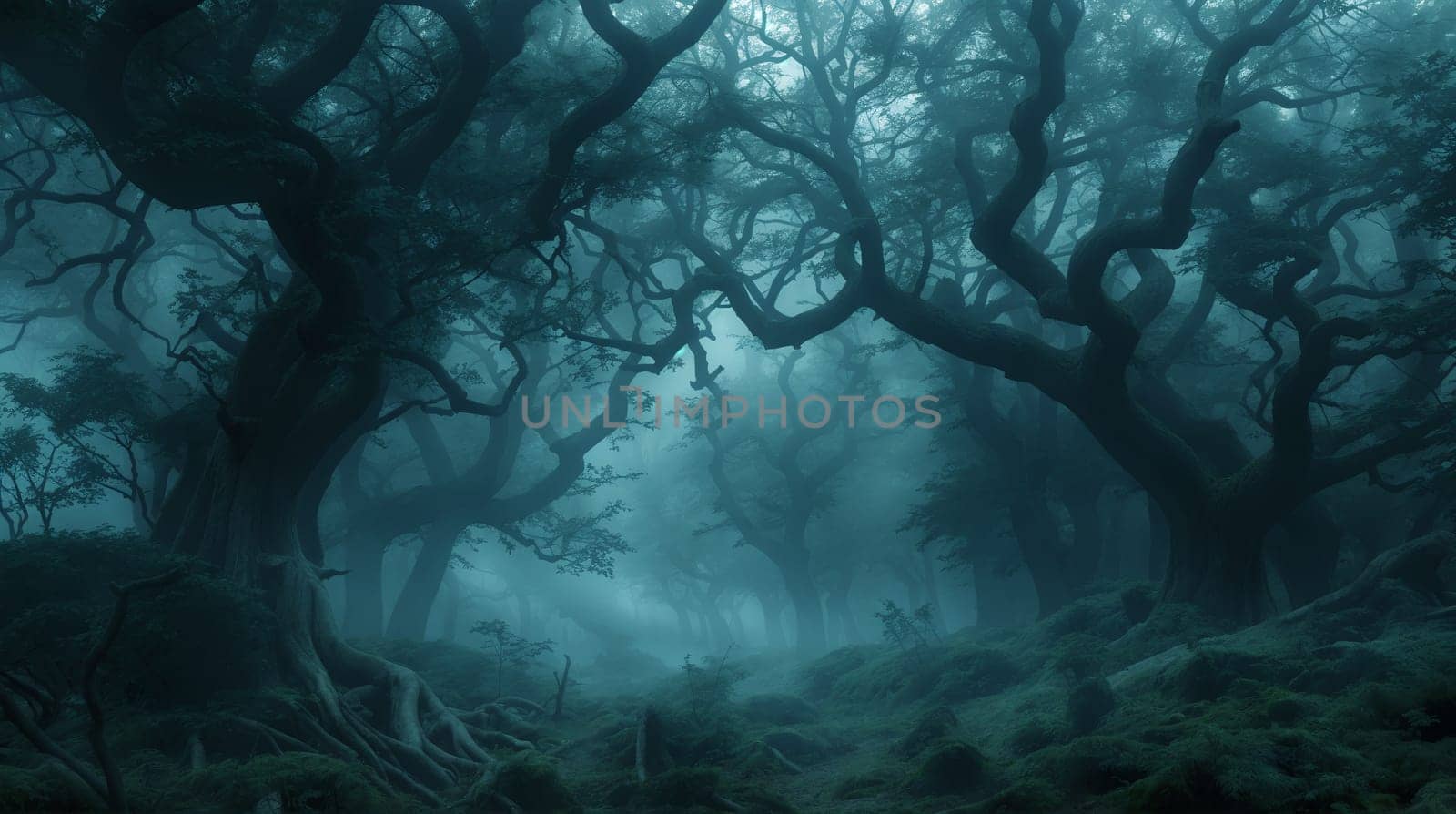 Misty Enchanted Forest at Twilight by chrisroll