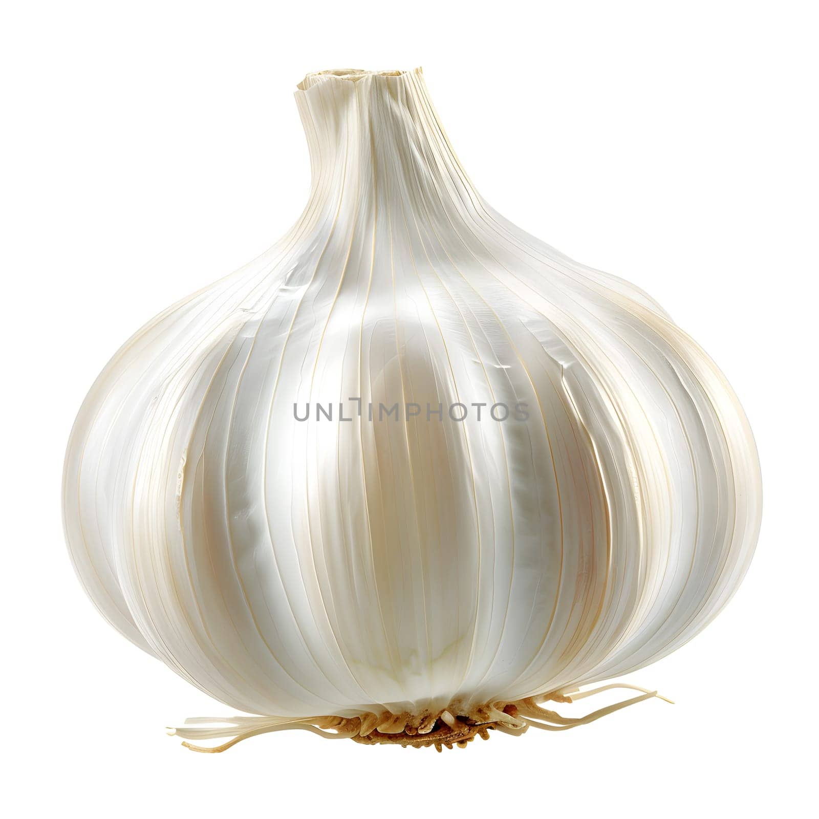 a close up of a garlic bulb on a white background by Nadtochiy