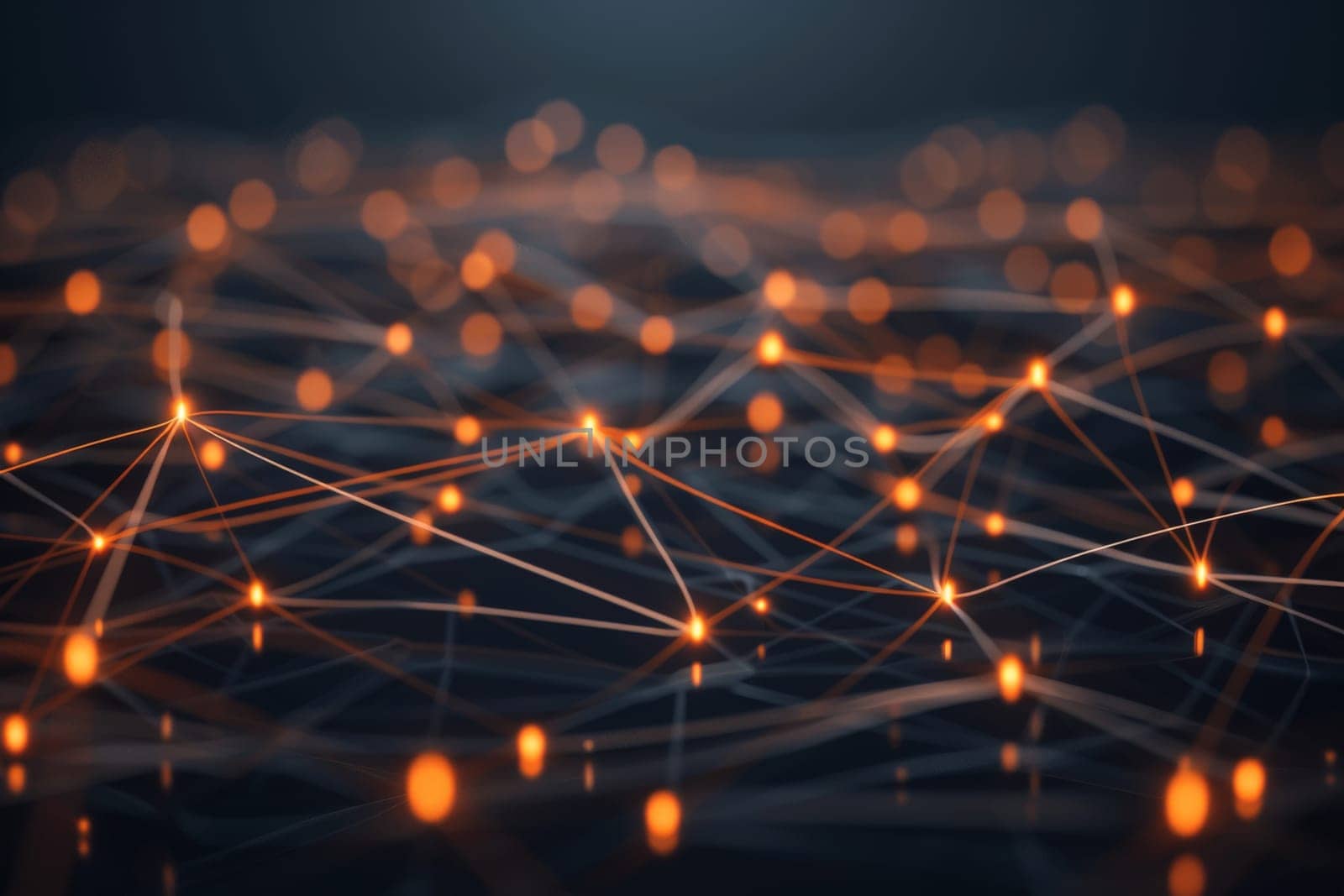 Abstract glowing connecting dots and lines background, Network connection wallpaper, Generative AI.