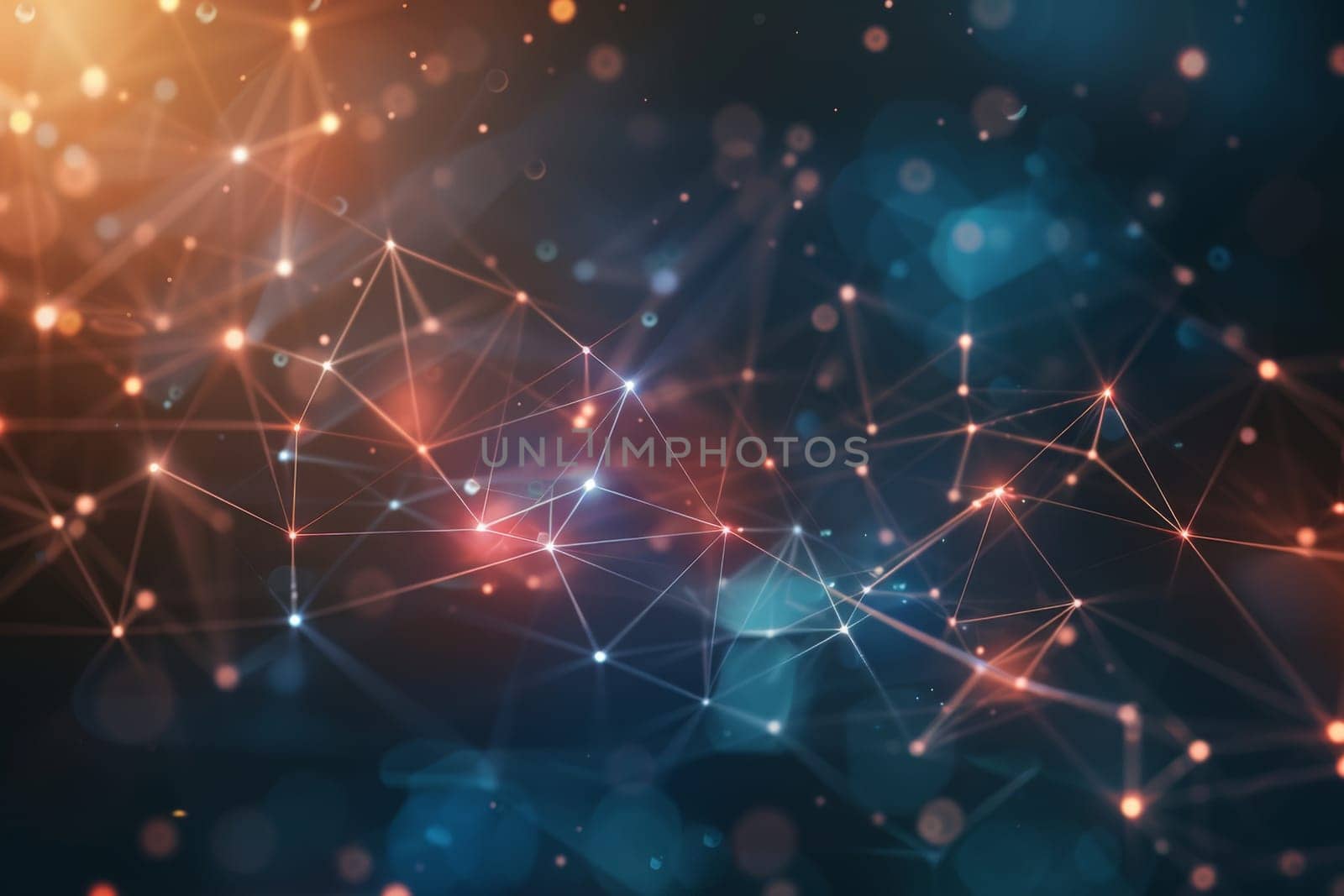 Abstract glowing connecting dots and lines background, Network connection wallpaper, Generative AI by nijieimu