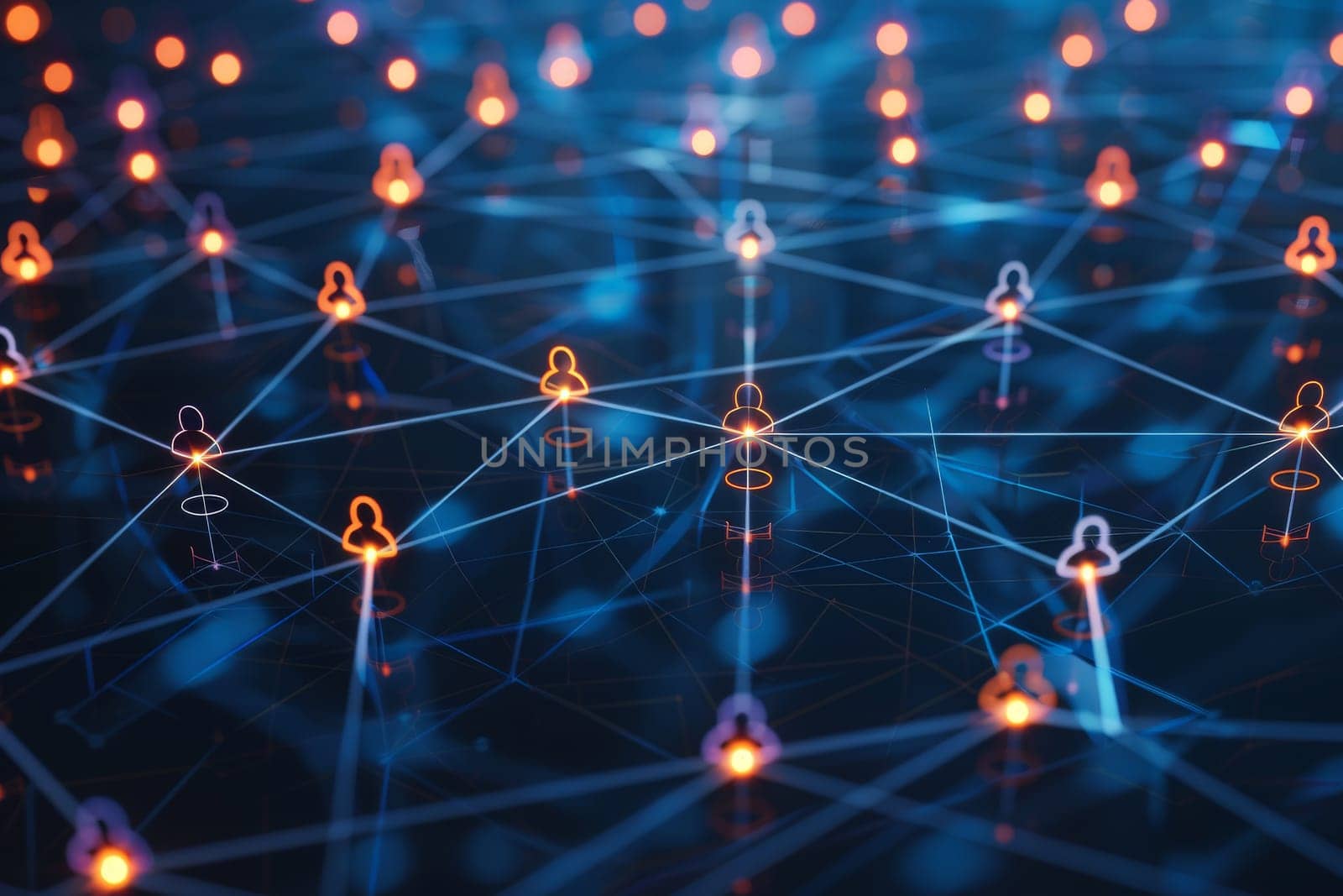 Abstract glowing connecting dots and lines background, Network connection wallpaper, Generative AI by nijieimu