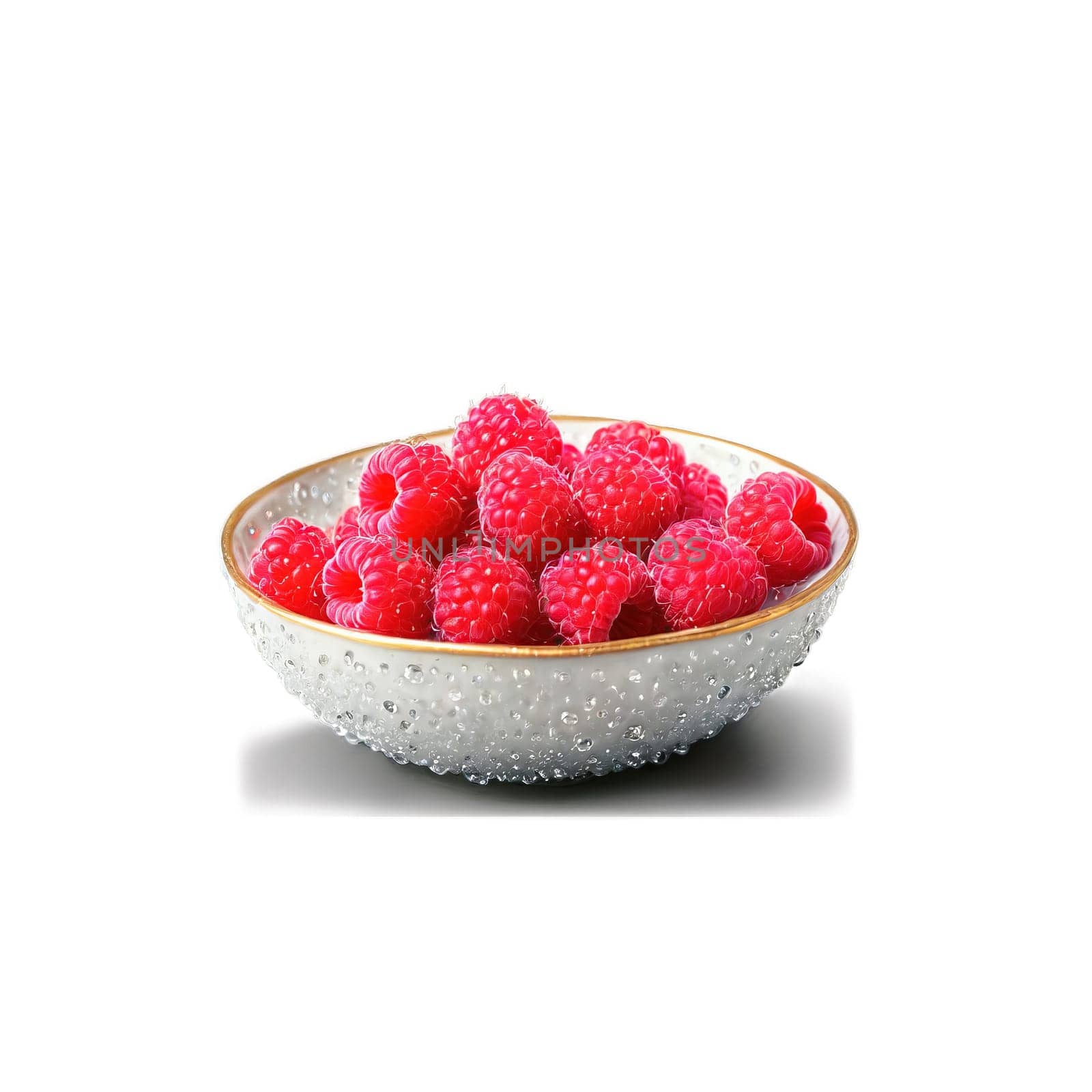 Vibrant raspberries Rubus idaeus nestled in a delicate ceramic bowl showcasing their alluring texture Refreshing by panophotograph