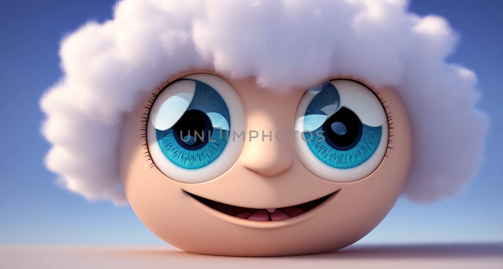 Cute cloud character - 3D image of fluffy cloud character by creart