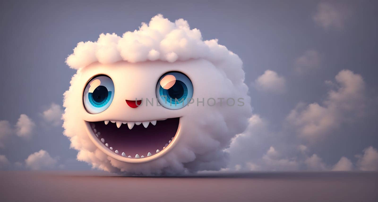 Cute cloud character - 3D image of fluffy cloud character