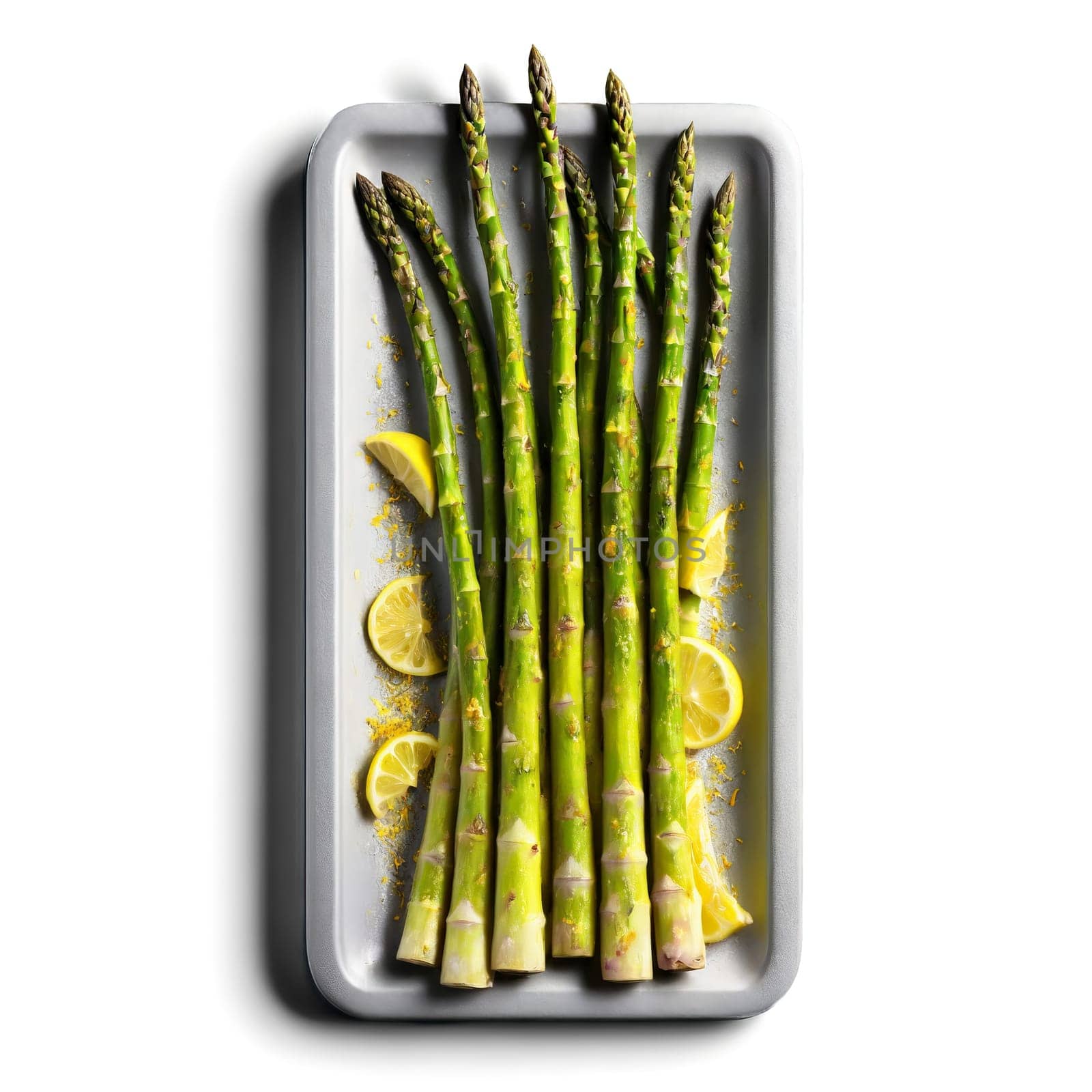 Grilled asparagus with lemon zest parmesan cheese and a sprinkle of black pepper on a by panophotograph