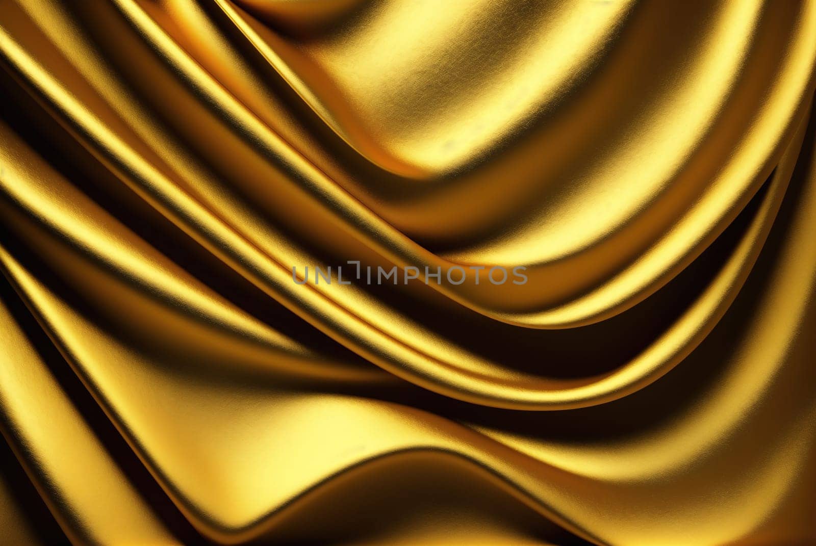 A close-up of a golden fabric with a smooth, curved texture. by creart