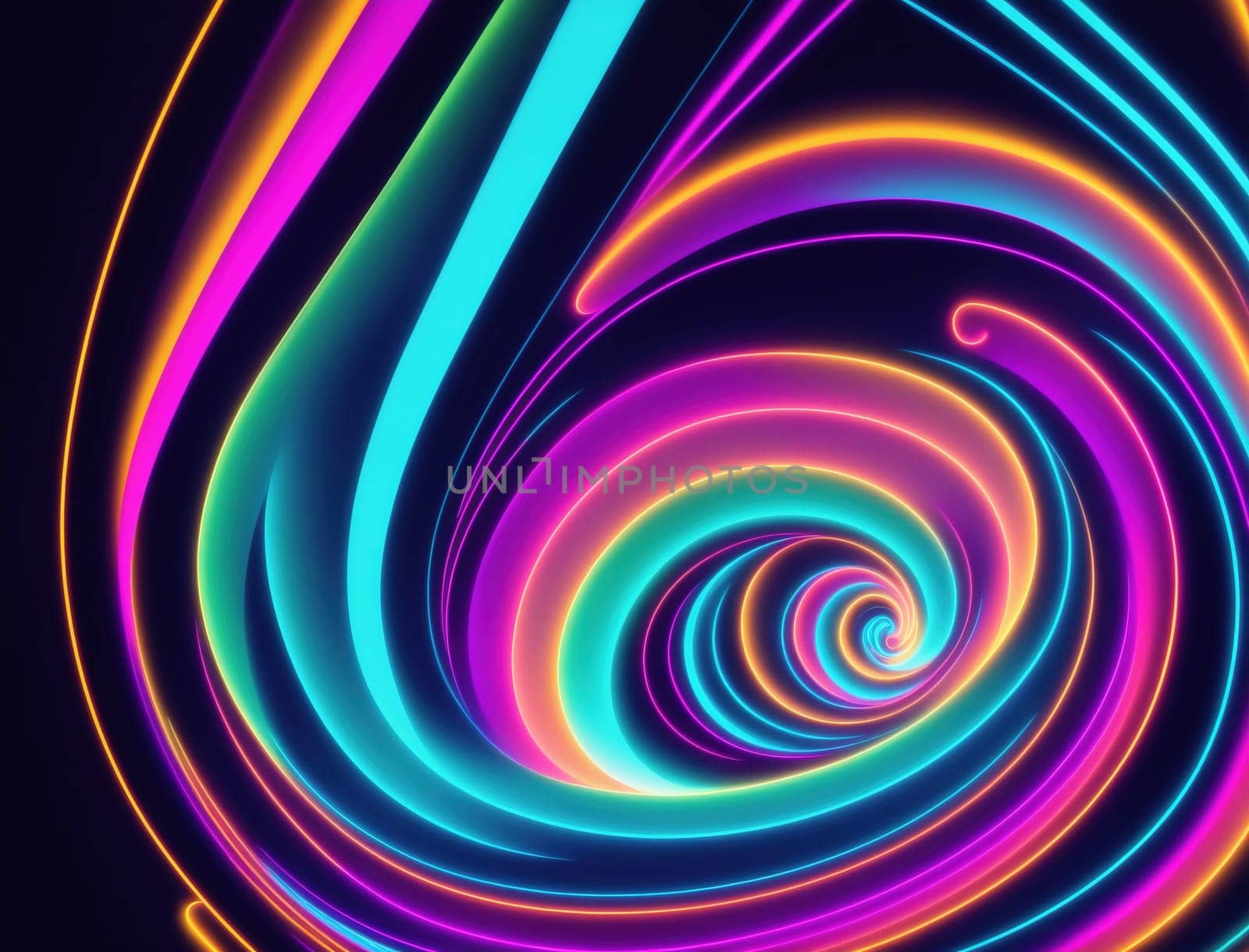The image is a swirling, colorful design with curved lines and shapes.