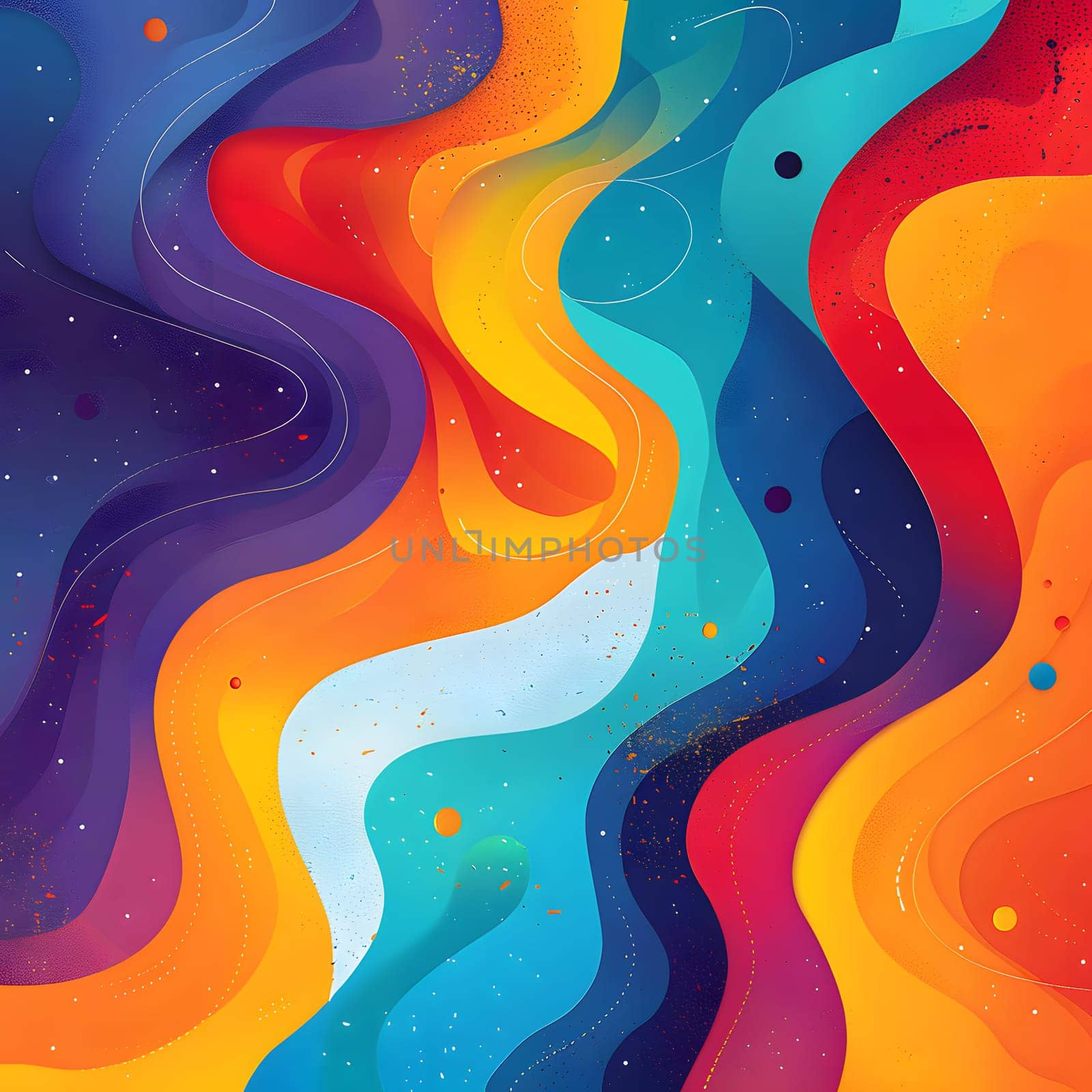 Vibrant waves on azure background, a fluid painting full of color and movement by Nadtochiy