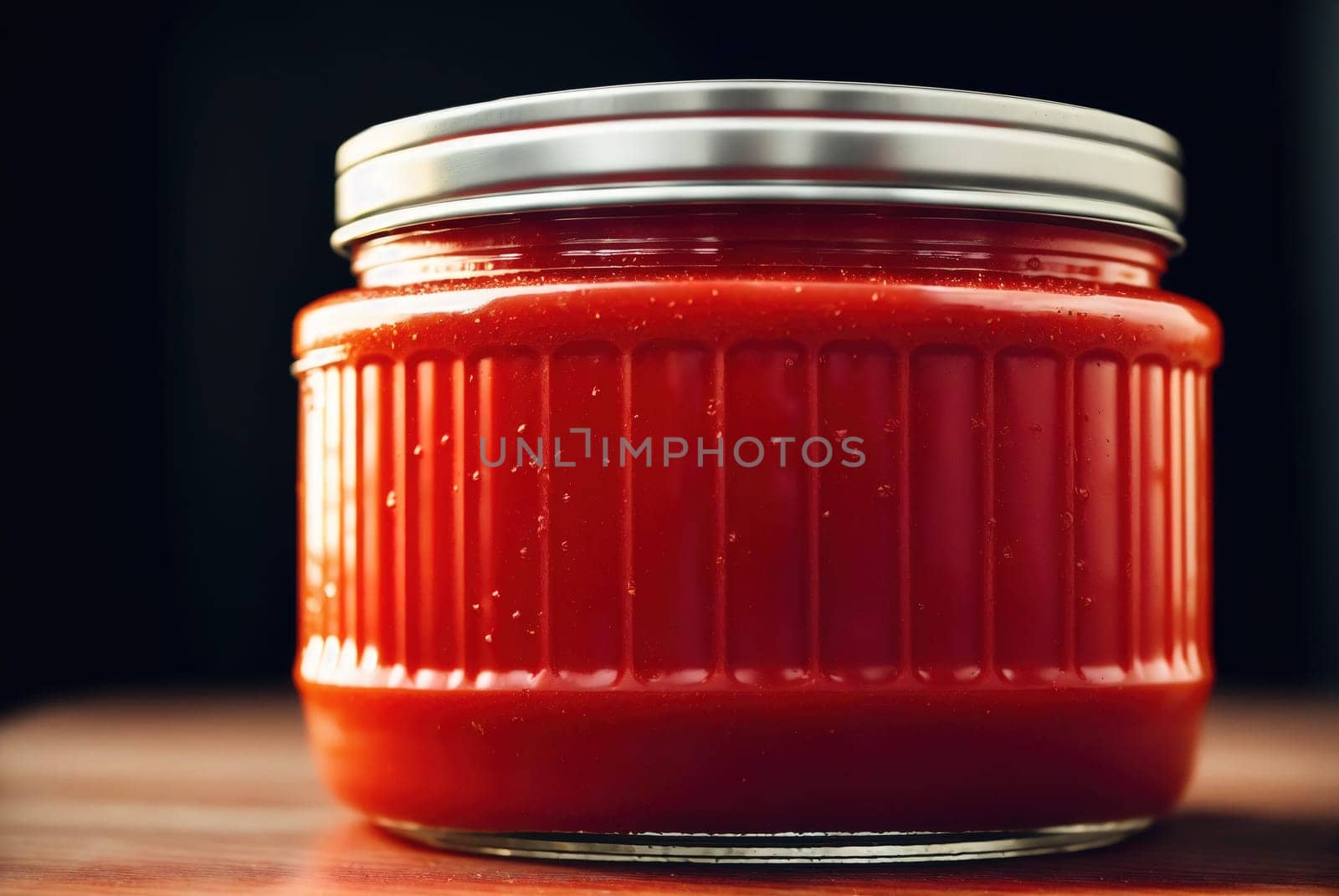 The image is a jar of tomato sauce with a lid on it.