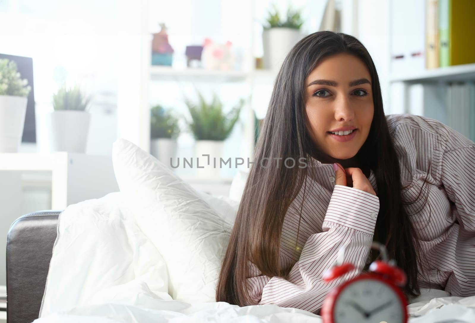 Indian woman in male shirt at home portrait bacground