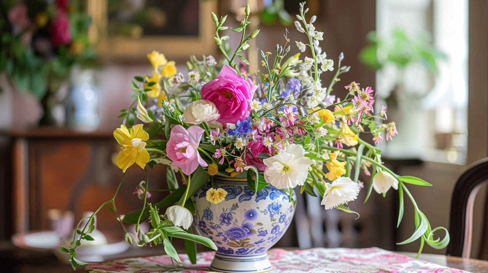 Beautiful bouquet of flowers in a vase. Floral arrangement