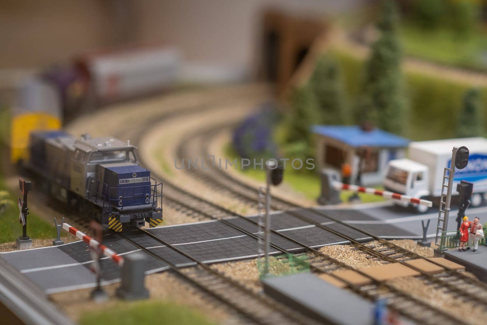 A layout on the scale of urban objects, a railway and various transport by AnatoliiFoto