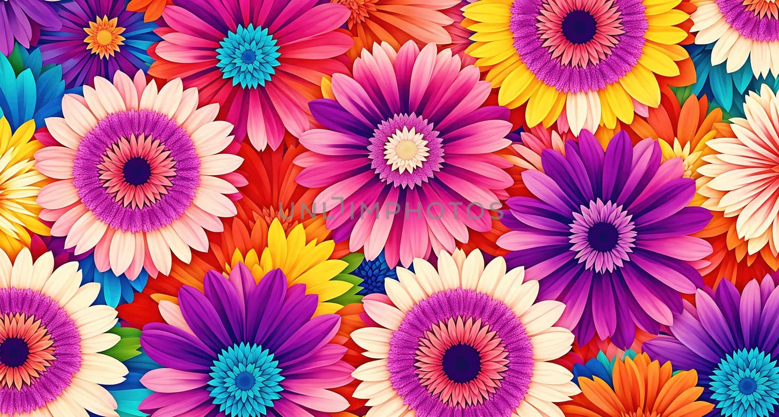 The image is a colorful pattern of flowers.