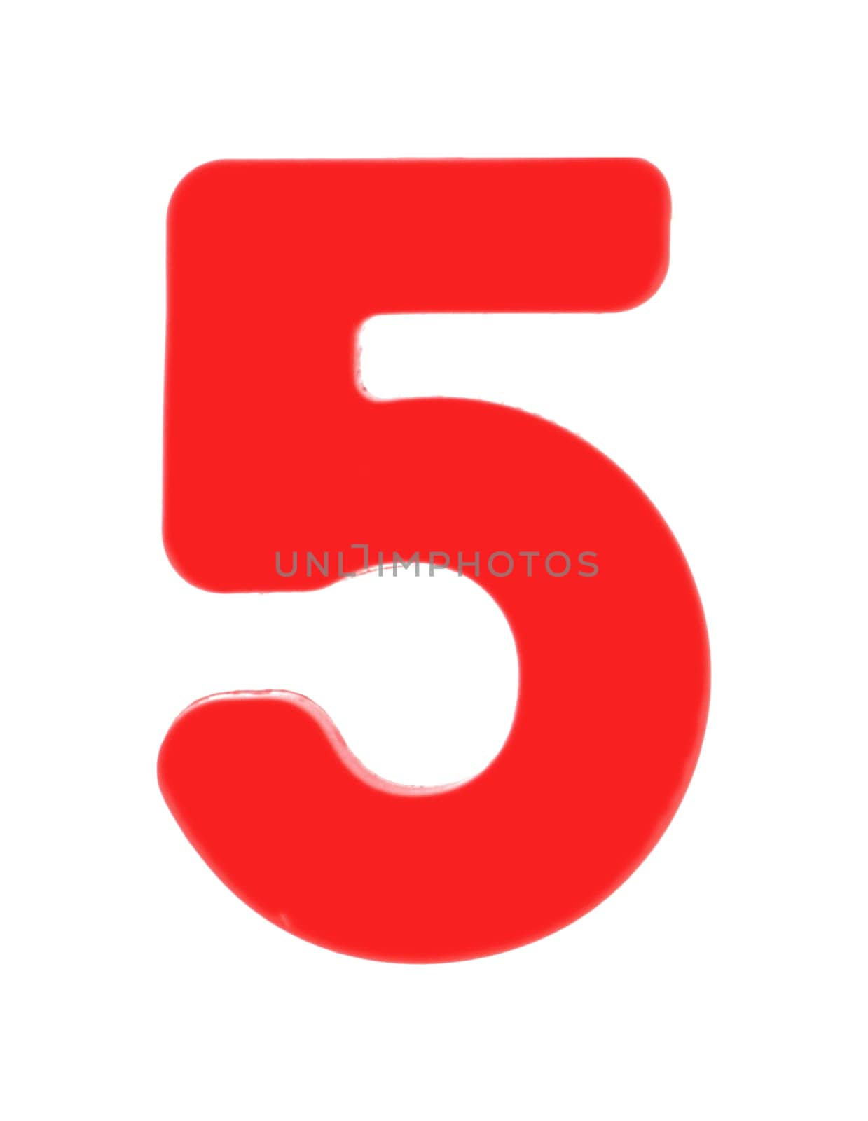 A 5 five magnetic letter on white with clipping path