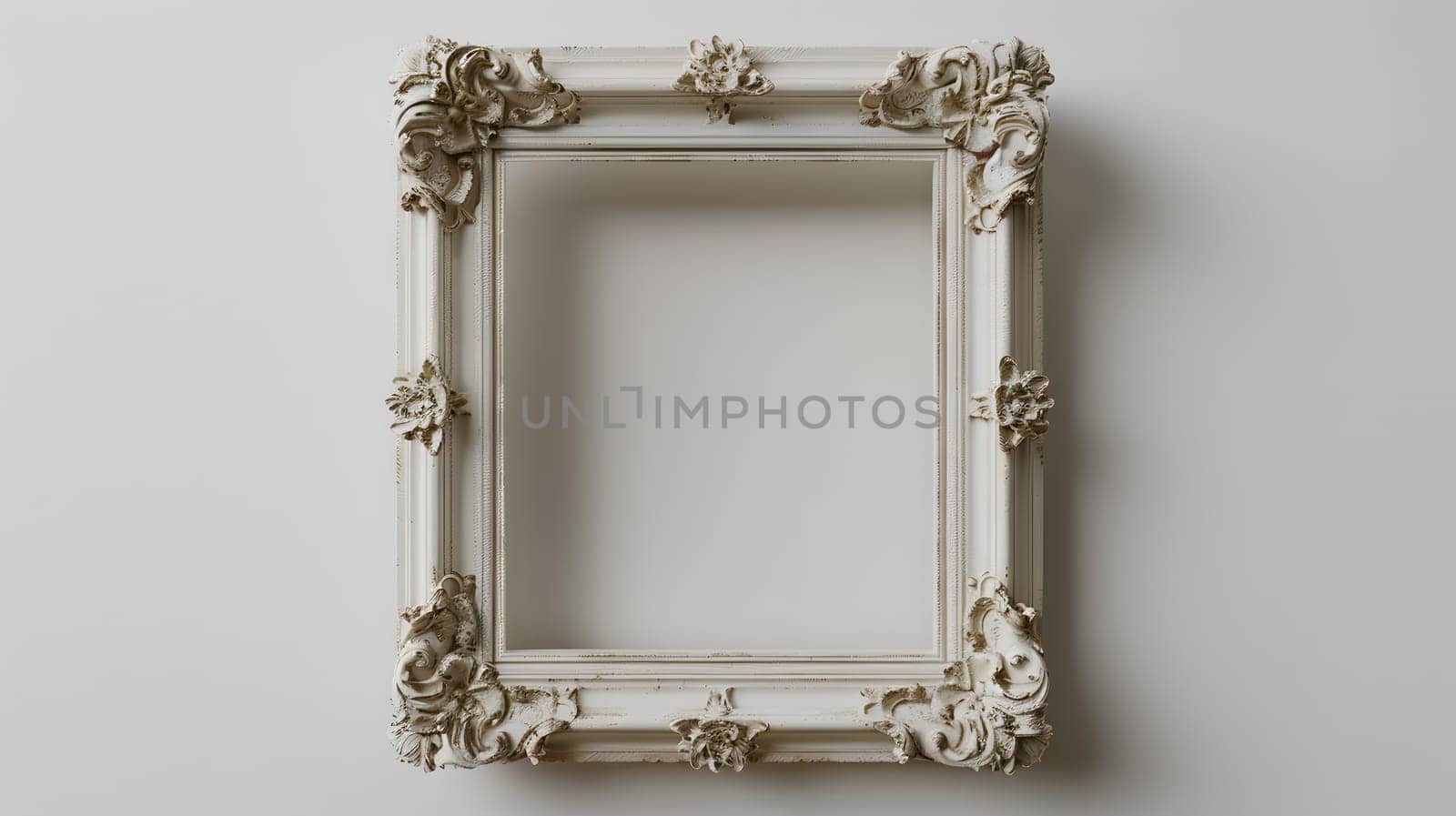 Silver rectangle picture frame on white wall in interior design setting by Nadtochiy