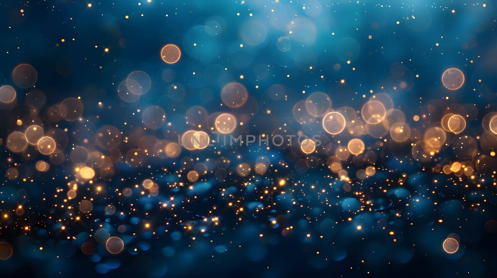 Blurry image Electric blue backdrop with golden sparkles by Nadtochiy