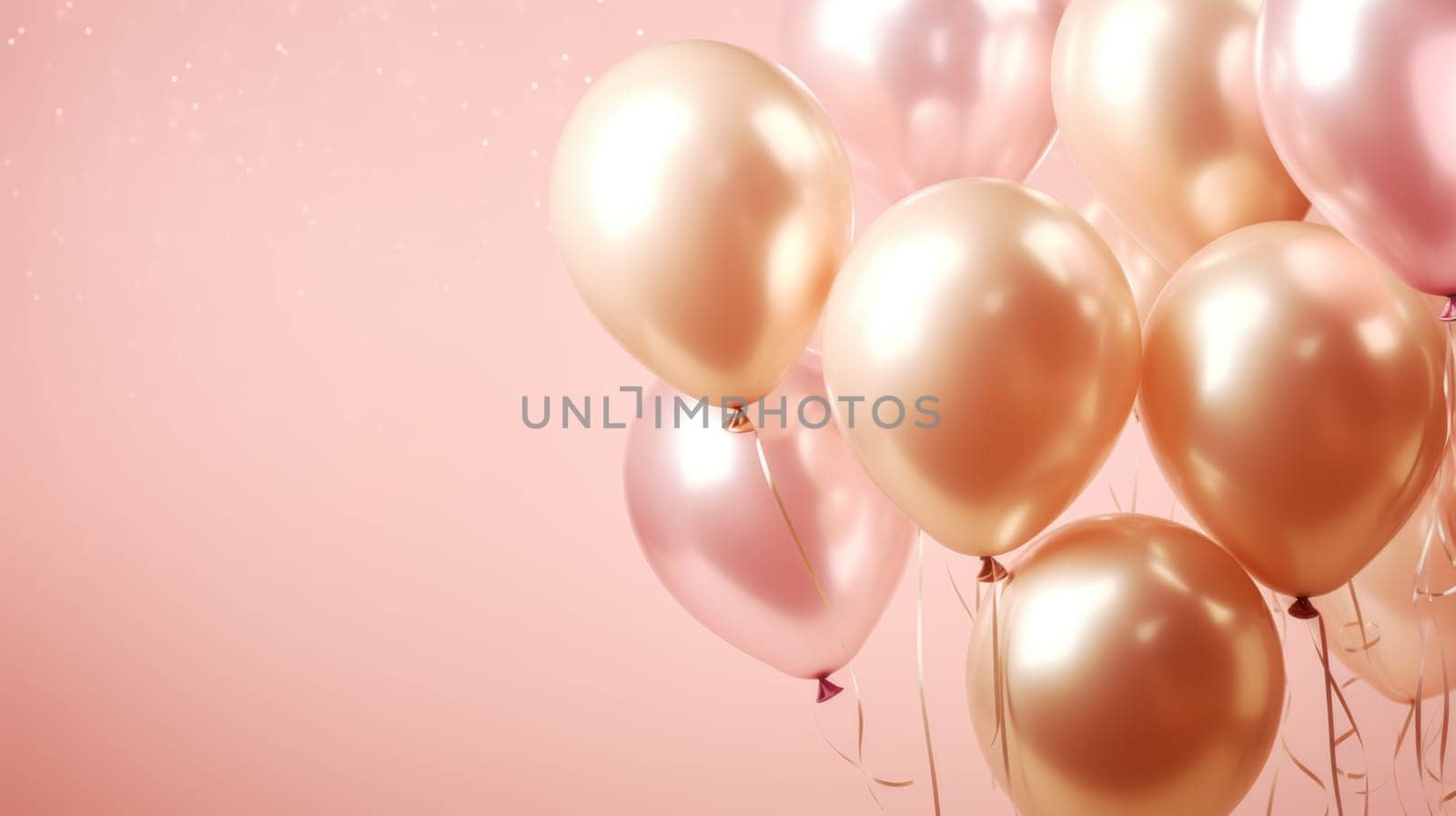 pink and gold balloons for party and celebration, ai