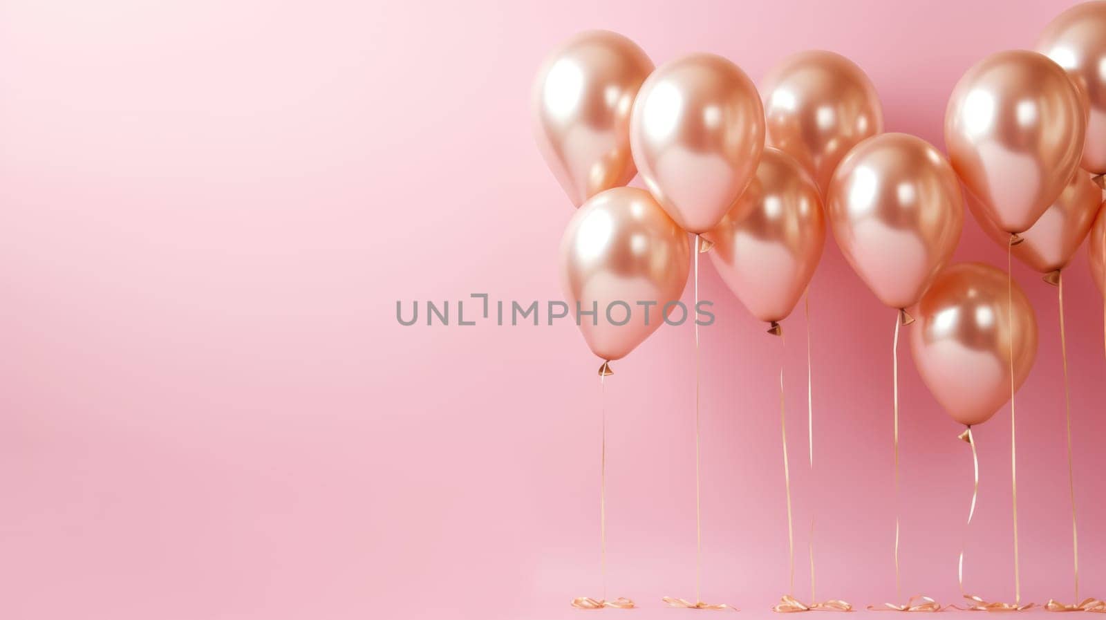 pink and gold balloons for party and celebration, ai