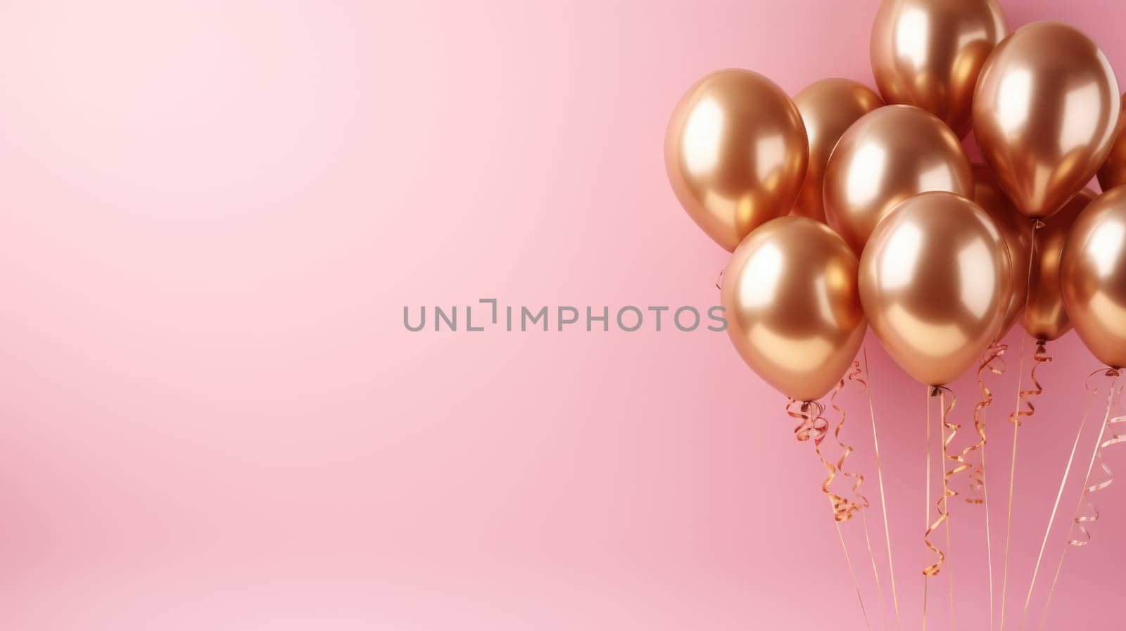 pink and gold balloons for party and celebration, ai