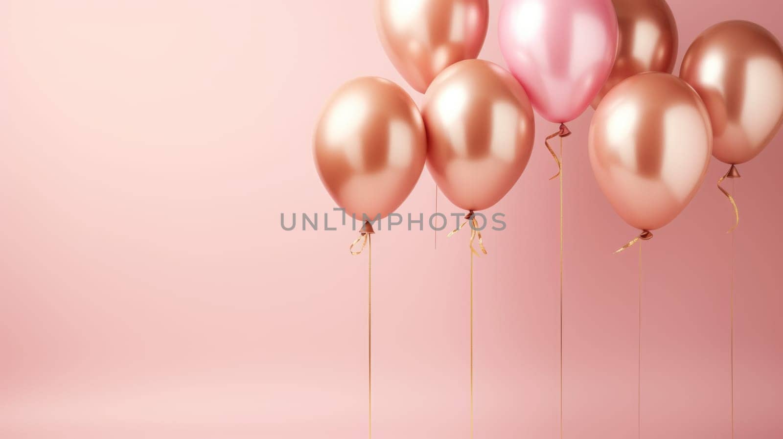 pink and gold balloons for party and celebration, ai