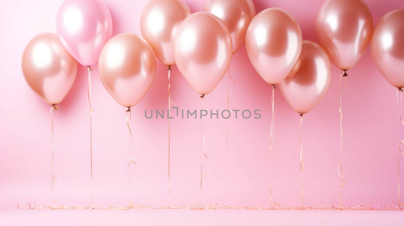 pink and gold balloons for party and celebration, ai