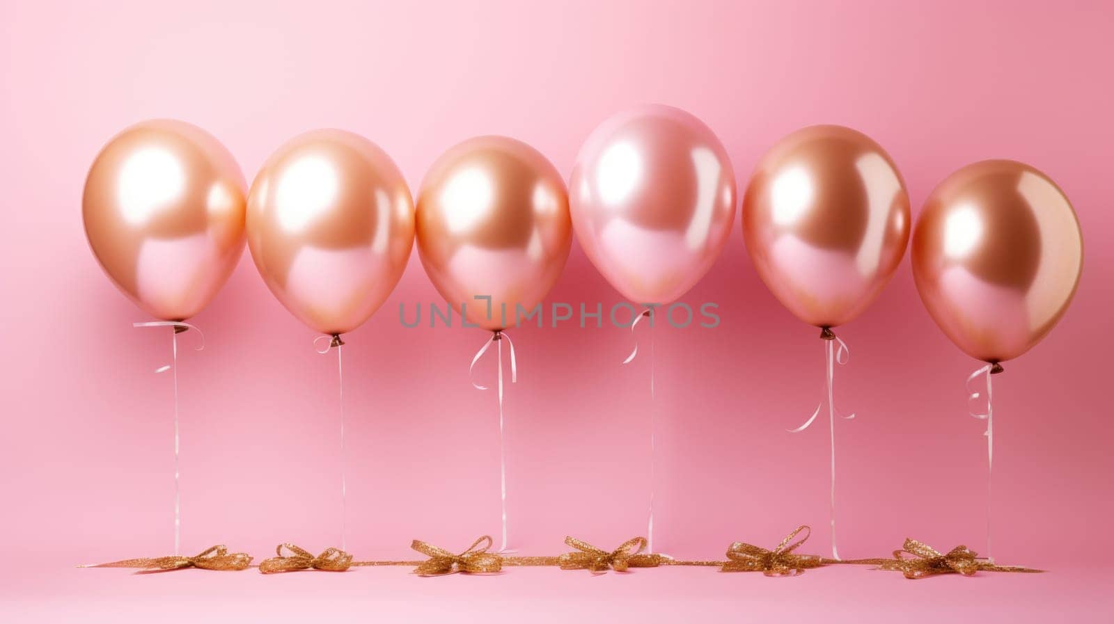 pink and gold balloons for party and celebration, ai