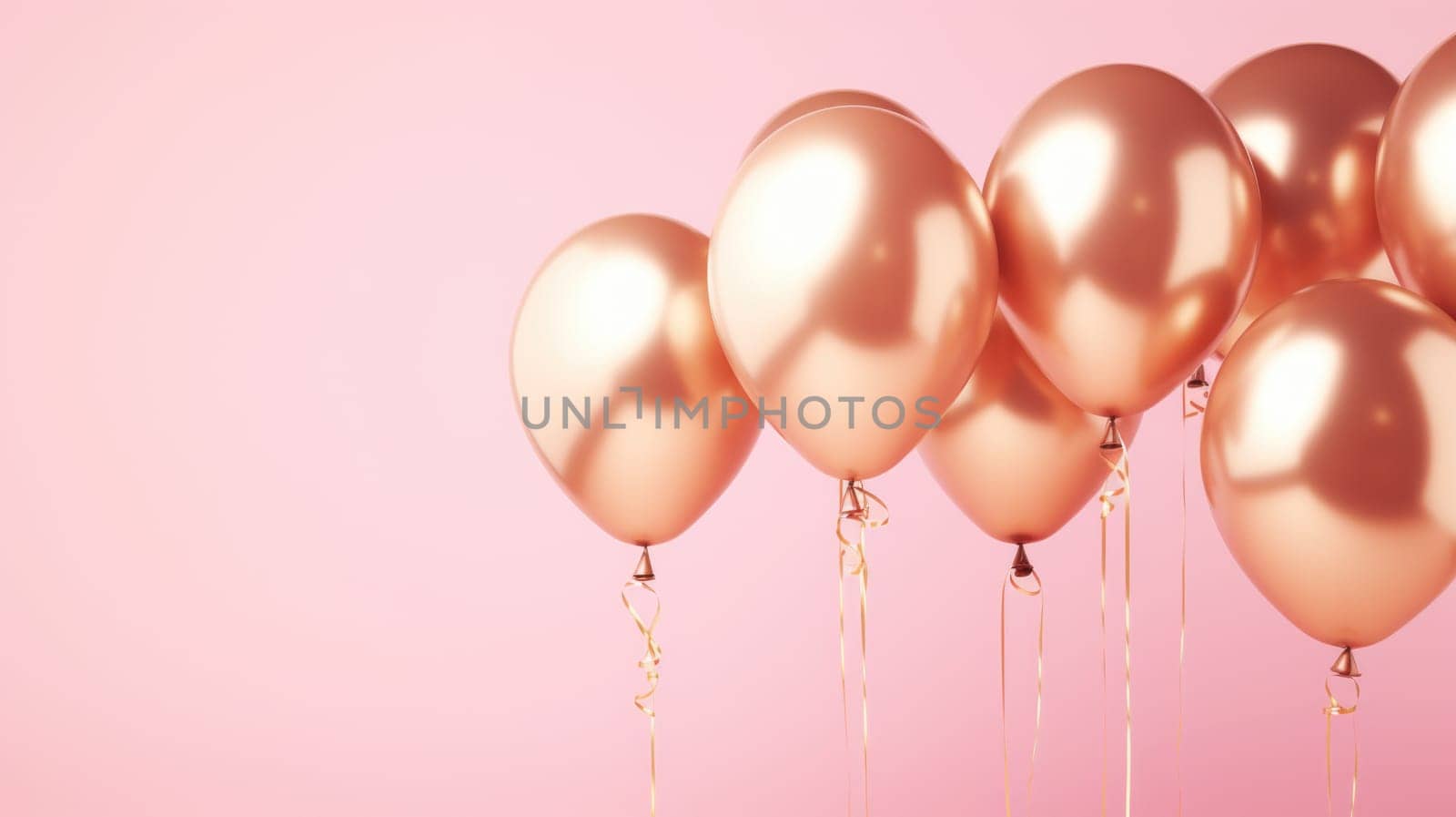 pink and gold balloons for party and celebration, ai